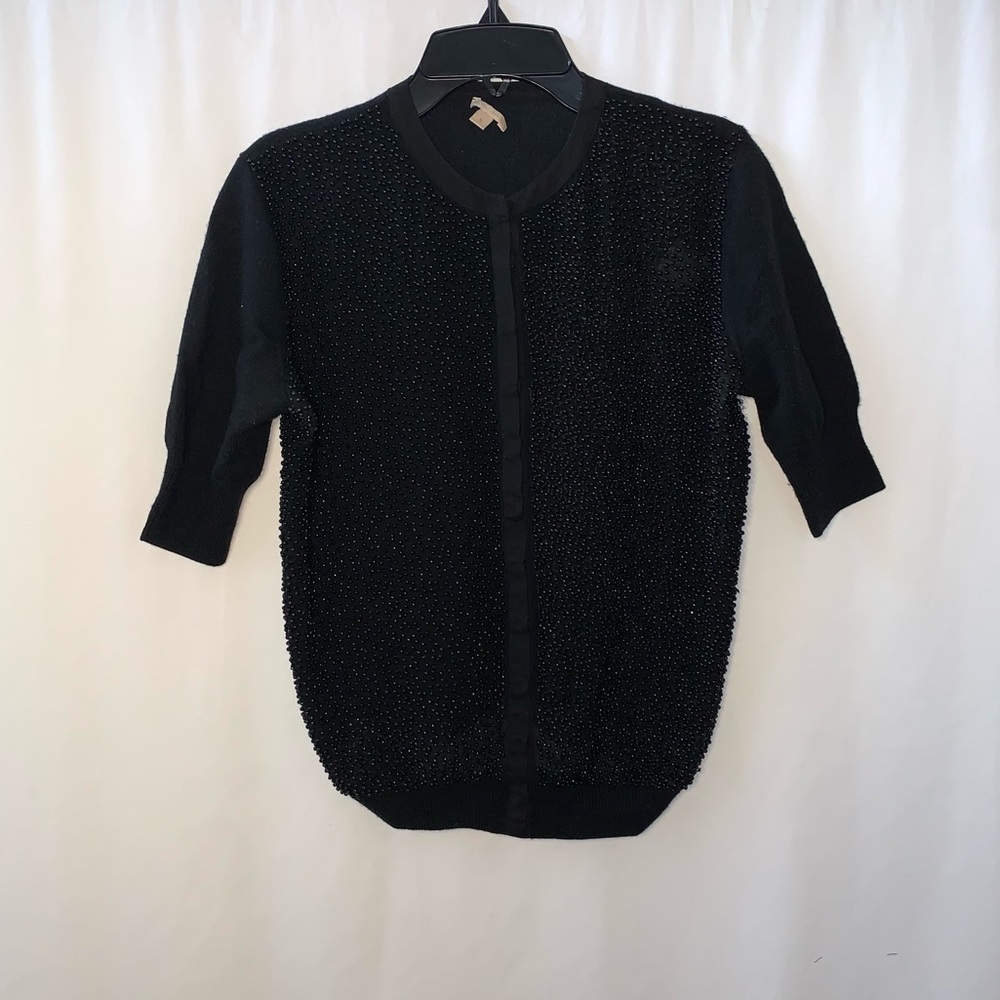 Machka Vintage Black Studded 3/4” Sleeve Button Cardigan Size Small